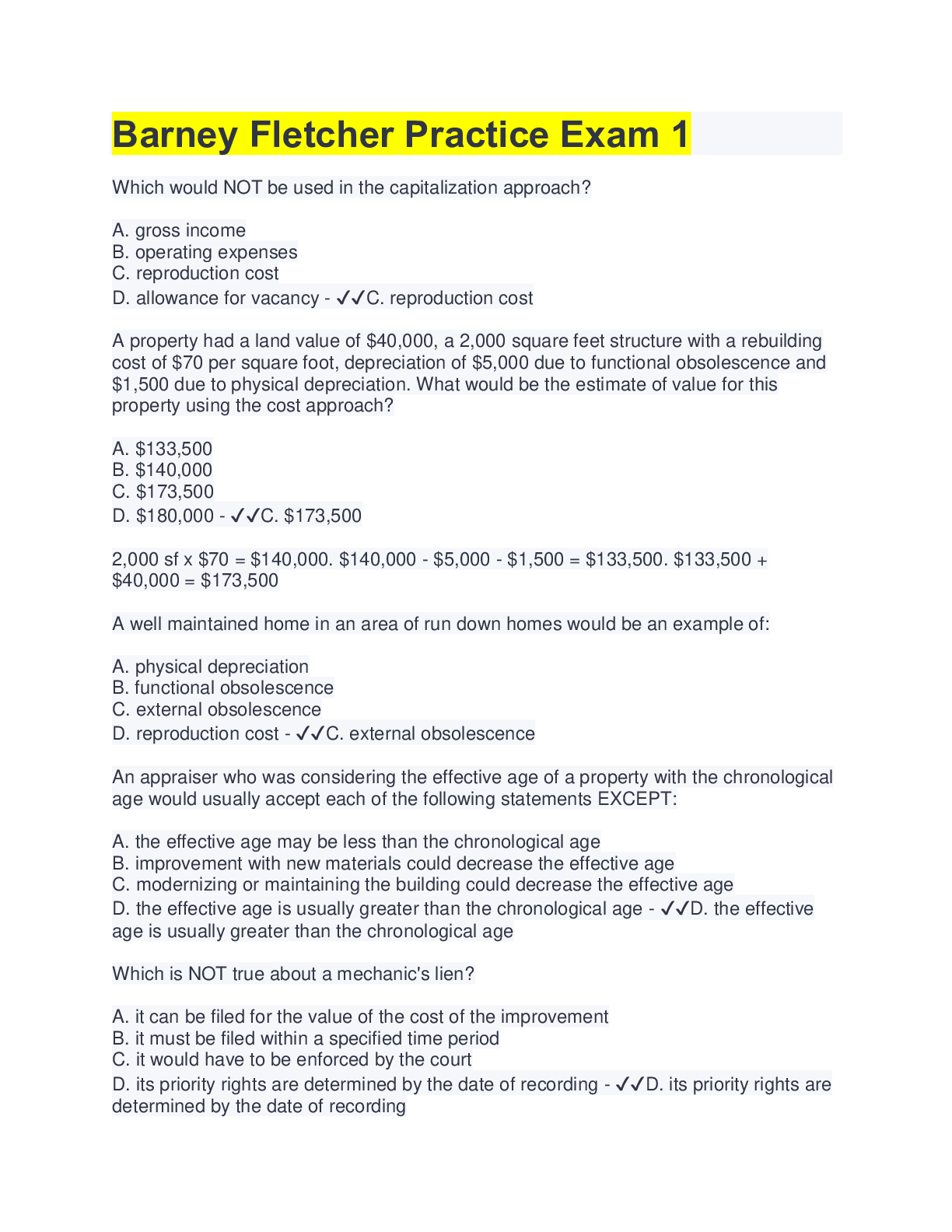 Preview image for Barney Fletcher Practice Exam 1 | 60 Questions with 100% Correct Answers